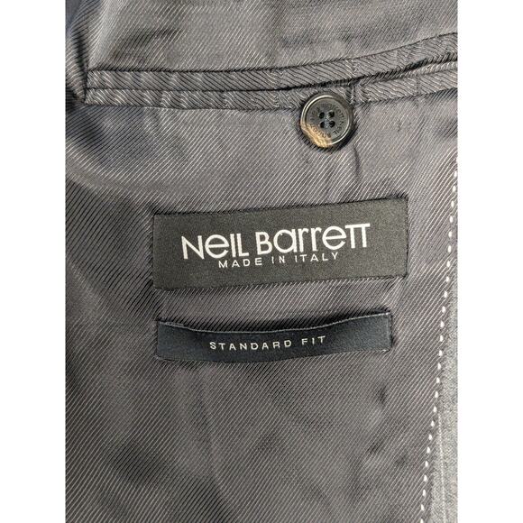 Neil Barrett Sport Coat Wool Notch Lapel‎ Mens 40 Gray Pinstripe Italian Blazer - Picture 2 of 15